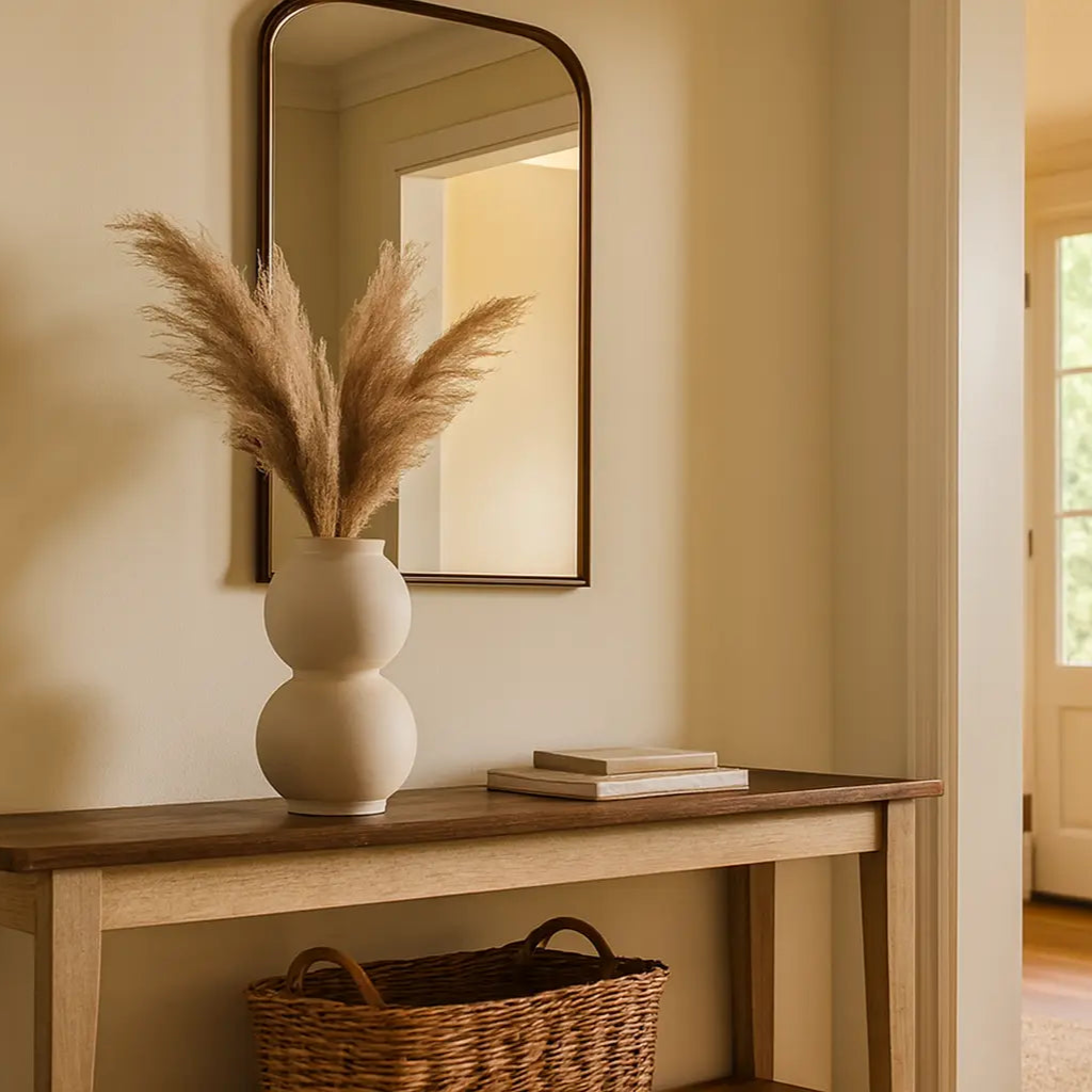 Vase sur petit meuble d'entrée